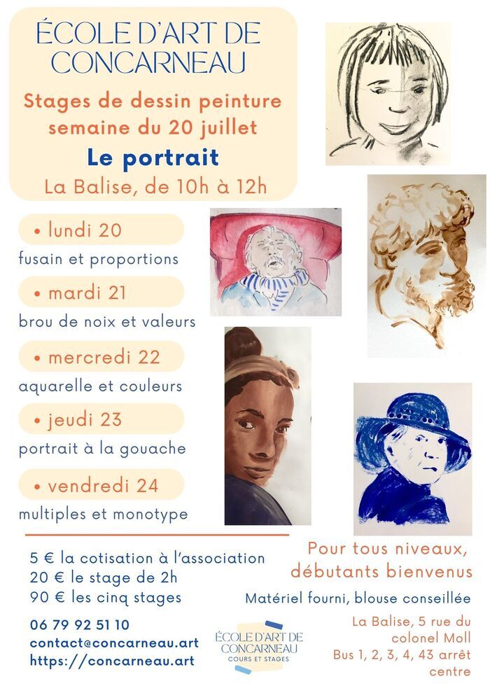 Stages de dessin peinture sur le thème du portrait